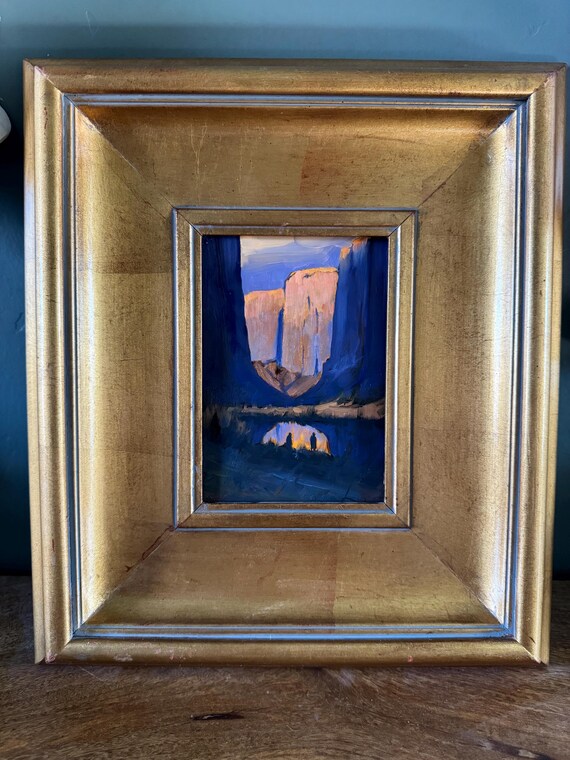 Sunset Painting, 5x7 Original Desert, Landscape Oil Painting - Canyon Country - Small Southwest Decor for Nature Lovers