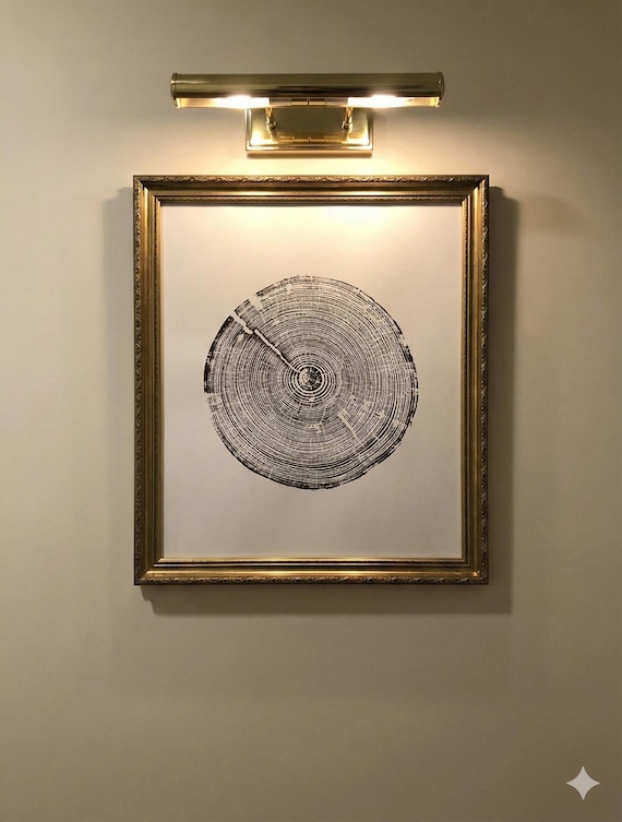 Alabama Tree Ring Woodcut Print: Long Leaf Pine, Alpine Modern, 18x24