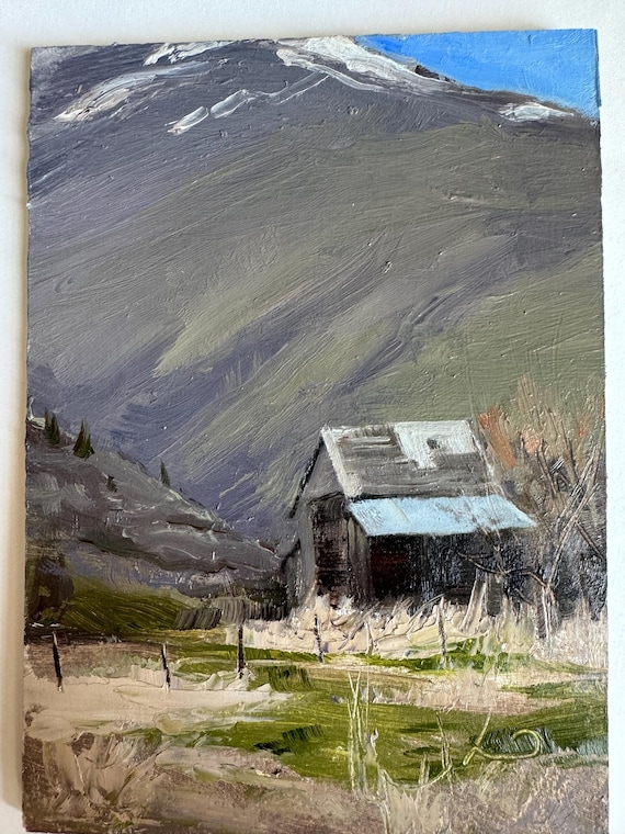 Old Shed 5x7, Original Oil Painting, Landscape Painting, Utah Painter, Barn Paintings, Utah Art
