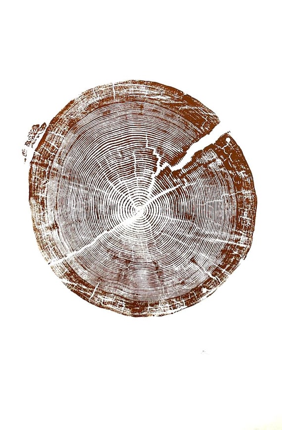 Crater Lake art, Oregon Print, Tree ring print, Woodcut print, Wood Wall art, Sacred Geometry, Forestry, National Parks, Signed Original
