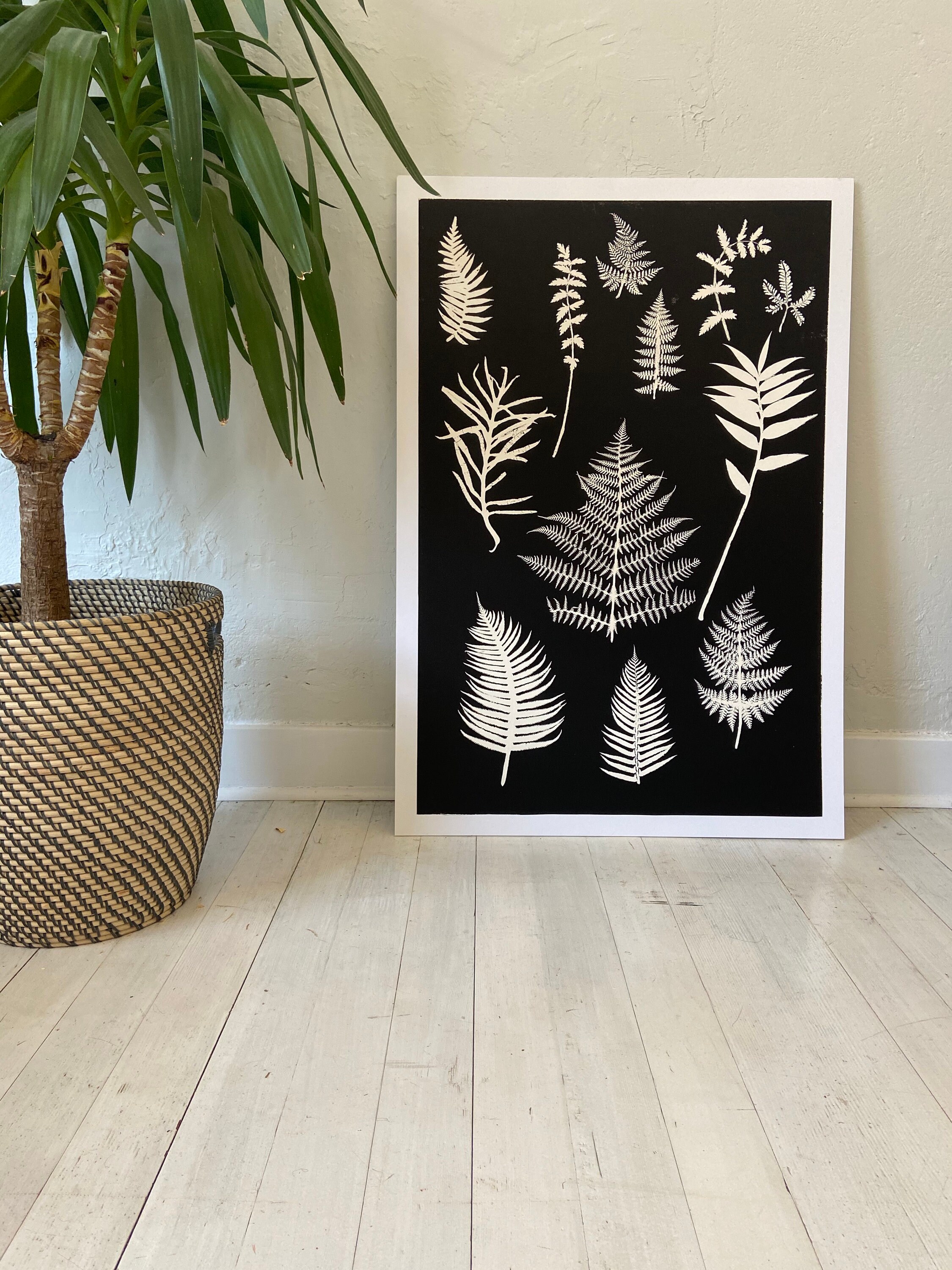 Botanical Wall Art, Fern Pattern Wall Scroll with Poster Vintage Plants Art  Sign Fern Decor 11.33x15.74 (Fern Set)