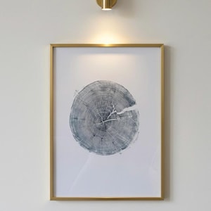 Crater Lake art, Oregon Print, Tree ring print, Alpine Modern, Woodcut print, Wood Wall art, Sacred Geometry, Forestry, National Parks art