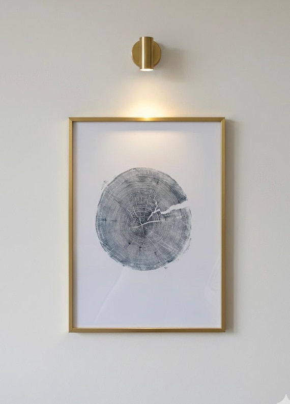 Crater Lake art, Oregon Print, Tree ring print, Woodcut print, Wood Wall art, Sacred Geometry, Forestry, National Parks, Signed Original