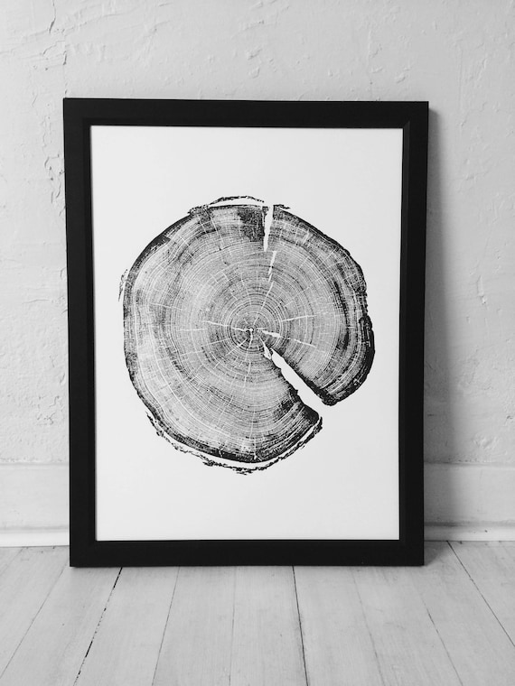 Utah Art, Uinta Mountains, Tree ring print, Woodcut Print, Biology Gifts, Tree ring art, Natural Wood slices, Signed Original 18x24 inches
