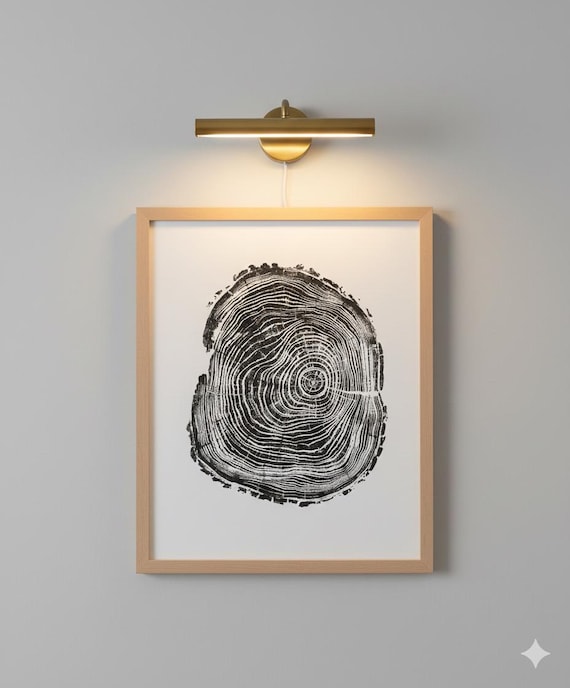 Black Locust Woodcut Print: Signed Tree Ring Art (18x24)