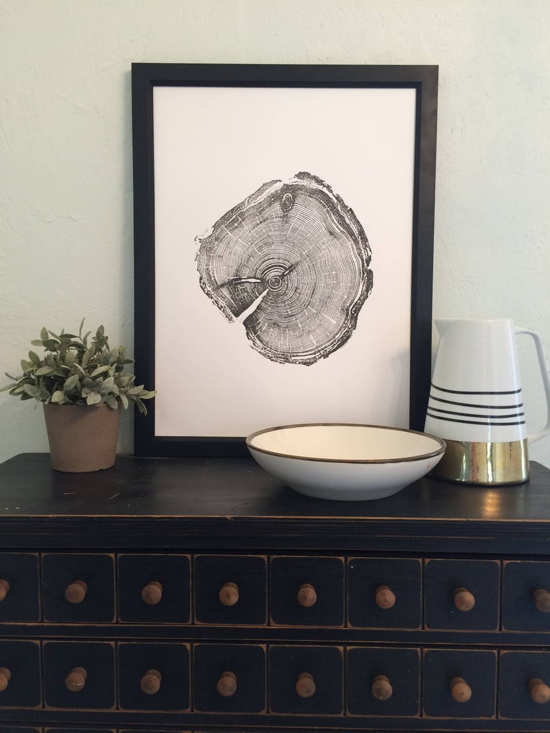 Utah Art, Tree Ring Print, Woodcut print, Woodworker, Ski Art, Snowbird, Wood Slice wall art image 9