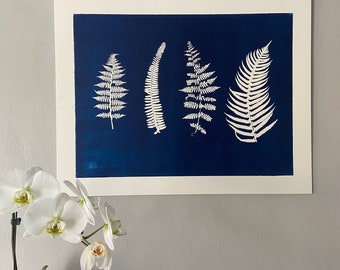 Cyanotype art, Botanical Ephemera, Botany art, Monoprint, divine feminine