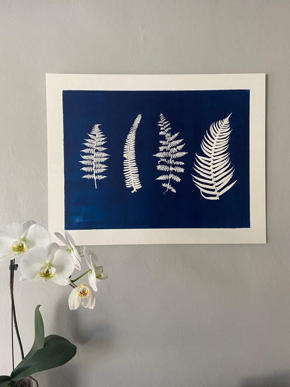 Cyanotype art, Botanical Ephemera, Botany art, Monoprint, divine feminine