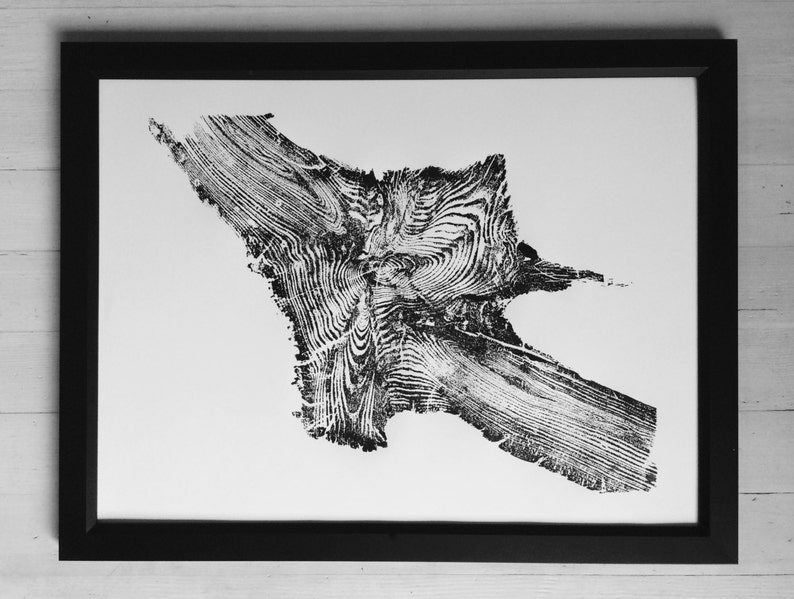 Yellowstone, Träsnitt, Timmer, Nationalparkkonst, Vedeldad konst, Alpin Modern, Modern botanisk, Skogsbruk, Signerat original bild 2