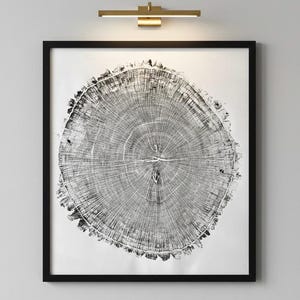 Giant Oak from Illinois, Tree ring art, oak tree art, Lodgecore art, hand pressed woodblock print, illinois tree