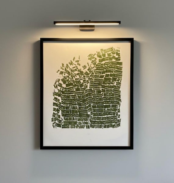 In Decline, Original Monotype print, Abstract letter type artwork, 21x26 inches, Limited Edition Typography art