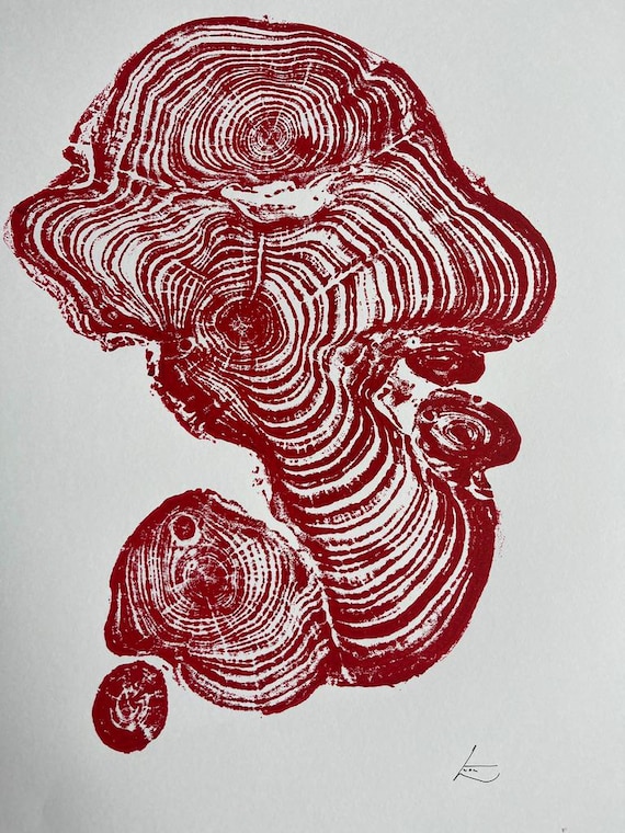 Cypress from Ireland, Tree ring art print, Tree stump print, first anniversary gift, 18x24 inch woodcut, fifth anniversary gift, Linton Art
