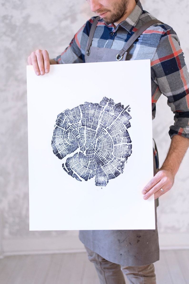 Yellowstone Park Tree rings print Woodcut print environment image 1