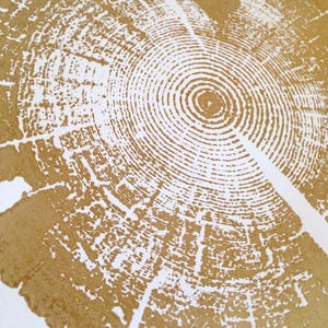 Tree Ring Print, Utah Art, Lodge Pole Pine, Tree Blocks, Biology Gifts, Wood Burning Art, 18x24, Signed Original Gold