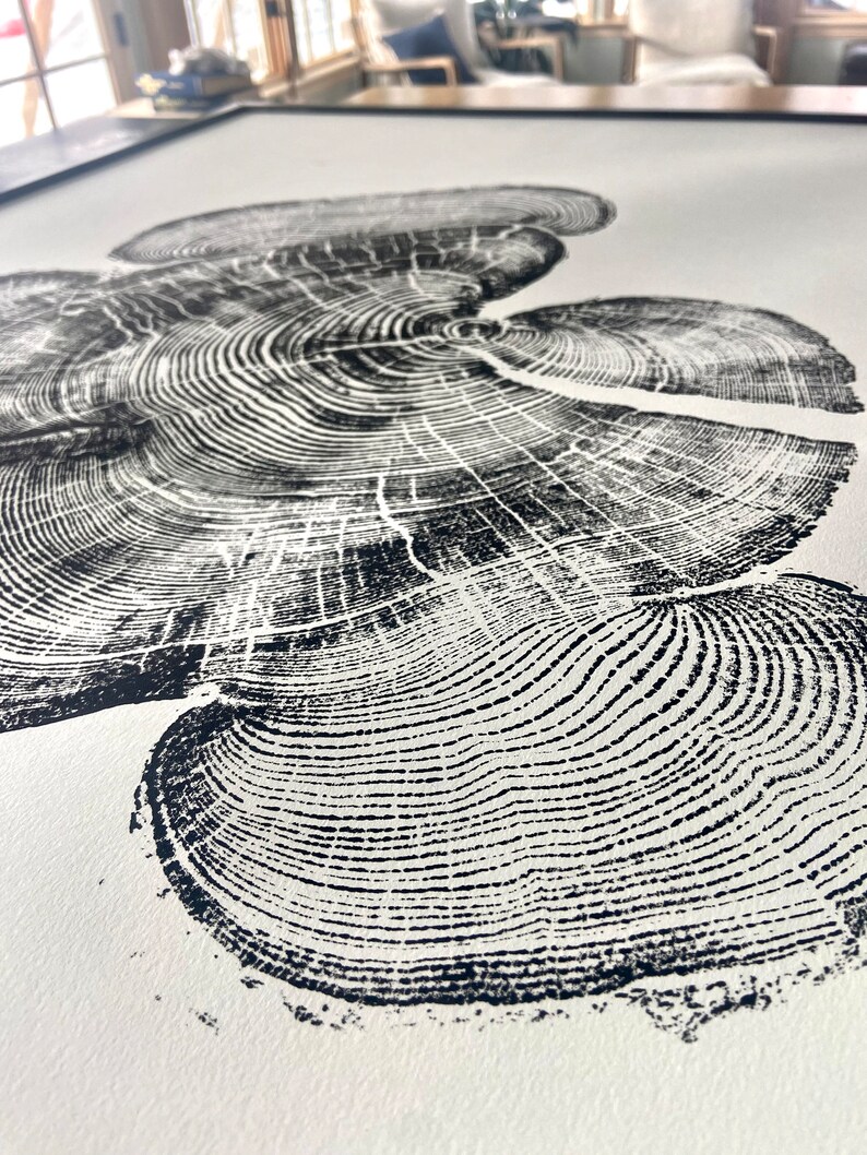 Bear Lake Utah, Tree sump print, From Bear Lake, Woodcut Print, Live Edge Lumber, 24x36 inch print, Alpine Art image 8