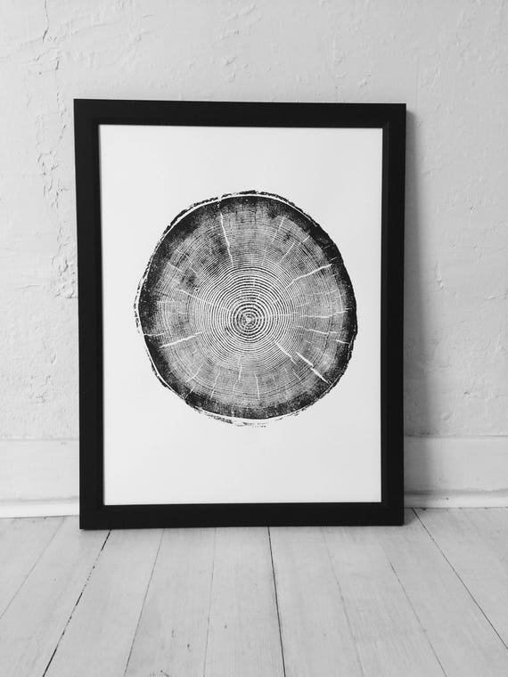 Big Cottonwood Canyon, Tree Ring Print, Woodcut, Utah Art, Botanical Print, Father's Day Art, arborist art gift, Dendrology, Hand pressed