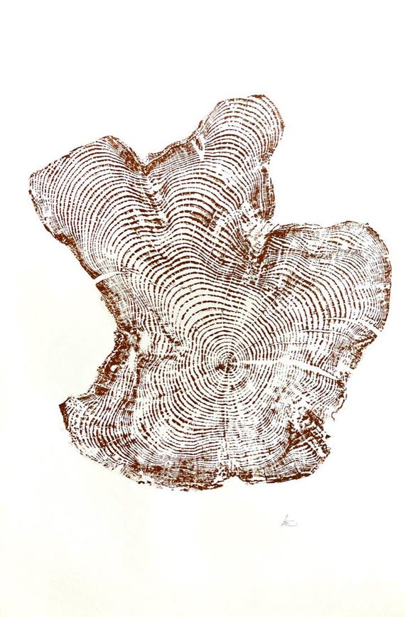 Cascade Mountains, Oregon Print, Tillamook, Tree Ring Art, Woodcut Print, woodcut art