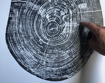 Texas Art Print, Pecan Tree, Waco Texas, Tree Ring Print, Austin TX, Natural Wood Slices