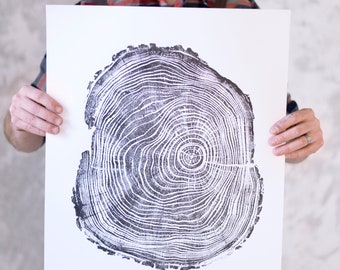 Black Locust, Live Edge, Wood Wall Art, Woodcut print, Wood Burning Art, Tree Trunk, Utah Print, Signed Original 18x24