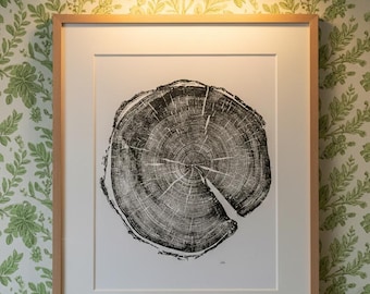 Utahkonst, Uintabergen, Forestcore-konst Trädringstryck, Träsnitt, Trädringskonst, Naturliga träskivor, Signerat original 45x60 cm