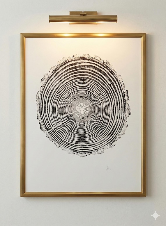 Georgia Pine, Tree ring print, Tree stump art, Griffin Georgia, Tree print art, Handmade, Woodcut, Linton Art