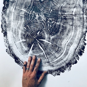 Nauvoo, Illinois Tree ring print, Old Oak Tree, LDS Art, Woodcut print, Nauvoo art, 24x36 inch art, handmade woodcut print by Erik Linton
