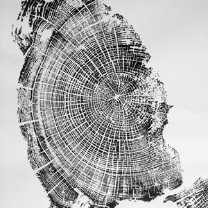 Oregon Coast, Driftwood Wall Art, Tree Ring Print, Lodgecore art, Cascade Mountains, Woodcut Art Black