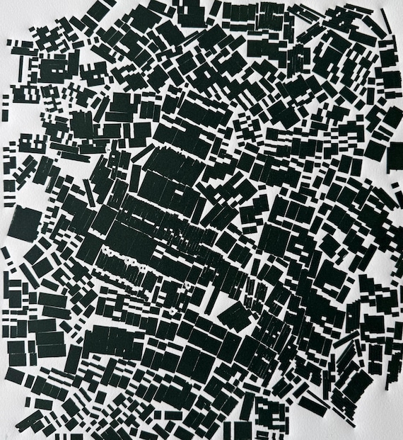 Everything Is Fine, Abstract monotype print, letter type blocks, Abstract Art