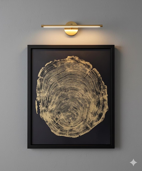 San Francisco Redwood, Gold on Black Paper, Redwood Tree Art, Lodgecore art, Old Growth Redwood, Original artwork made from Real Redwood