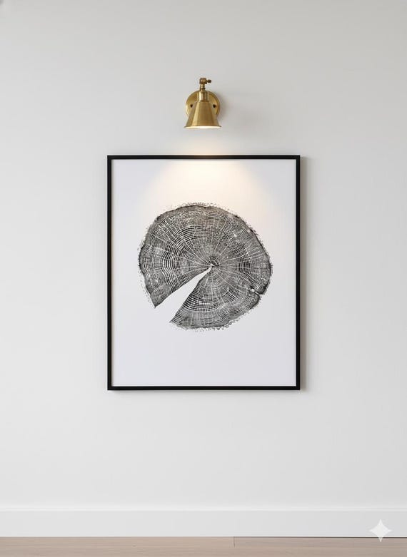 Montreal, Montreal Canada Print, Lodgecore art, Ash tree art, Tree Hugger Gift, Woodcut print, Tree ring print, 24x36, Signed Original