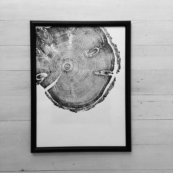 Nature Inspired Art, Wood Burning Art, Tree Ring Art, Tree Lovers Gifts, Signed original on 12x16 inch paper