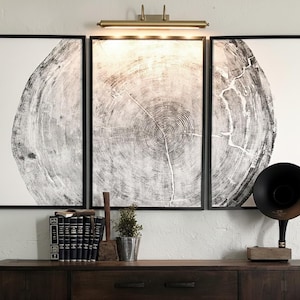 Sitka Spruce Tree Ring Triptych, Handmade Woodcut Print, Three Panel Wall Art, Pacific Northwest Forest Art, Nature Inspired Decor