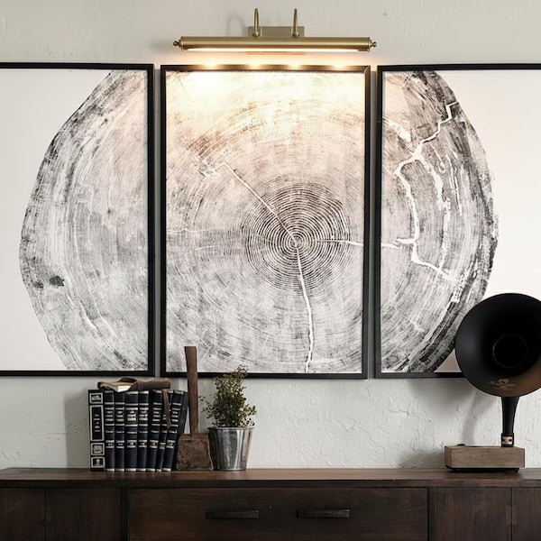 Sitka Spruce Tree Ring Triptych • Handmade Woodcut Print • Three Panel Wall Art • Pacific Northwest Forest Art • Nature Inspired Decor