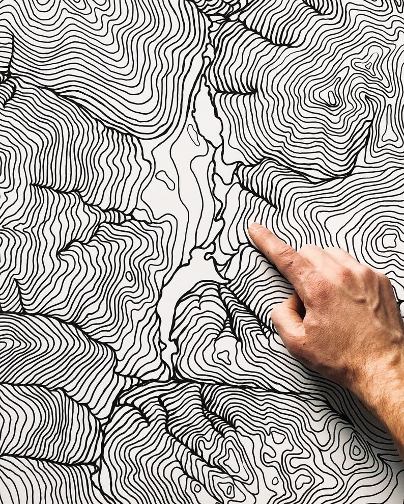 Map of Whistler, British Columbia, Ski Art, Canadian Rockies, Topographical map, Contour Map, Set of 2 image 4