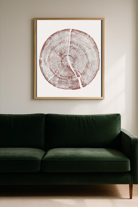 Rock Canyon Pine, Tree ring art print, Woodcut print, tree ring art print, Christmas prints, Christmas tree print, Holiday decor, print gift
