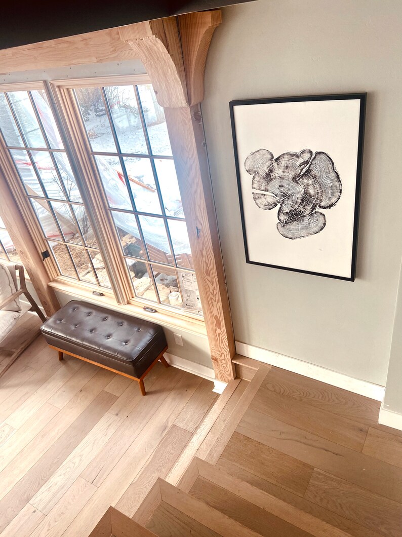 Bear Lake Utah, Tree sump print, From Bear Lake, Woodcut Print, Live Edge Lumber, 24x36 inch print, Alpine Art image 11