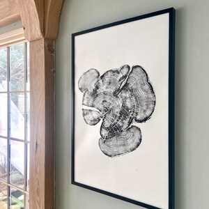Bear Lake Utah, Tree sump print, From Bear Lake, Woodcut Print, Live Edge Lumber, 24x36 inch print, Alpine Art image 3