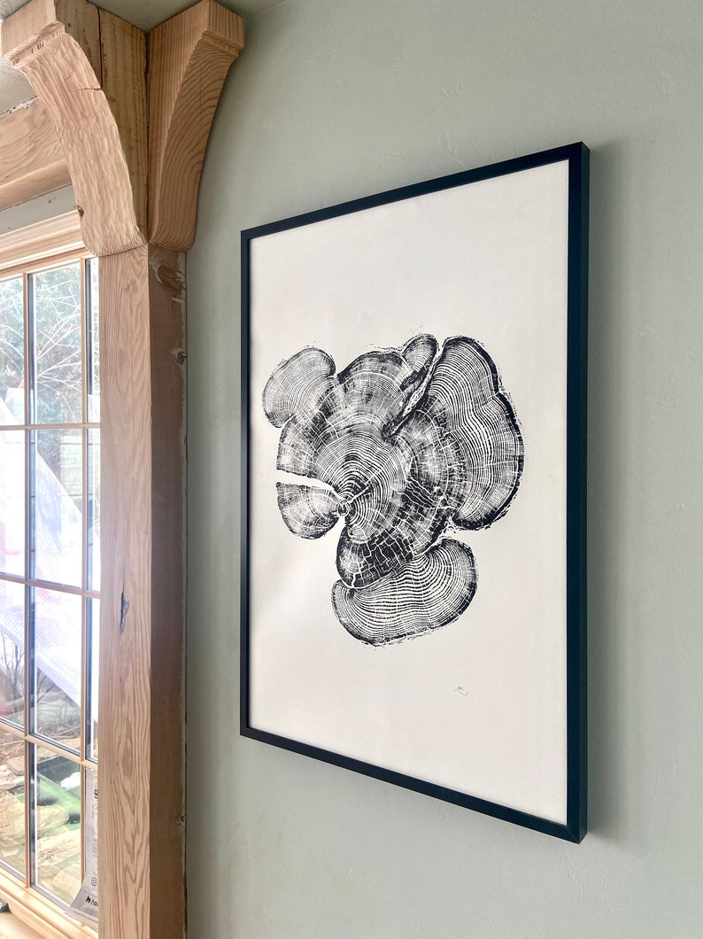 Bear Lake Utah, Tree sump print, From Bear Lake, Woodcut Print, Live Edge Lumber, 24x36 inch print, Alpine Art image 3
