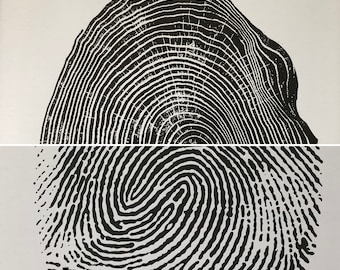 Customizable fingerprint tree ring art, fingerprint art, tree ring print, human nature, nature lover gift, memorial gifts, honor gifts