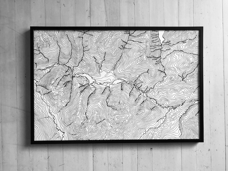 Map of Whistler, British Columbia, Ski Art, Canadian Rockies, Topographical map, Contour Map, Set of 2 image 9