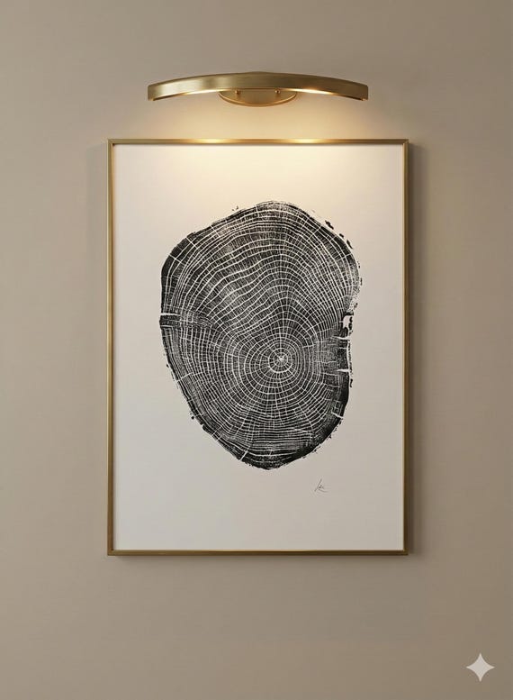 Connecticut Ash Tree Ring Print: New Haven, Yale Art - Signed