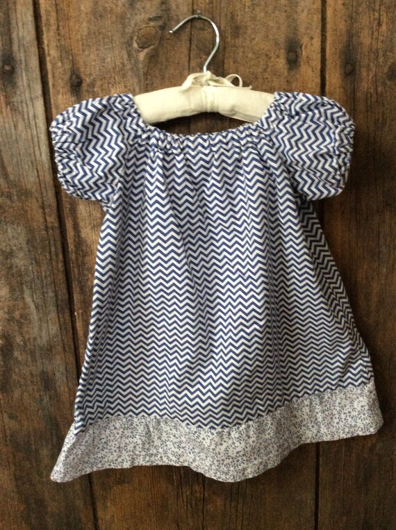 blue and white chevron dress