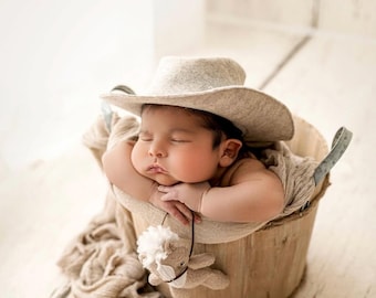 Newborn Photo Prop: Felt Cowboy Hat - USA Made