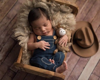 Jack Denim Overalls / Newborn / Photo Prop / Handmade / First Photoshoot