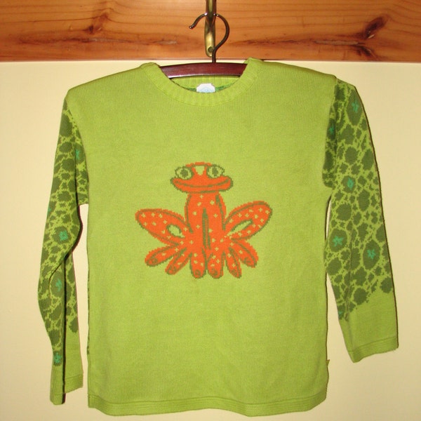 Vintage Oilily Girls Sweater - Funky Frog - Size M - Free Shipping US