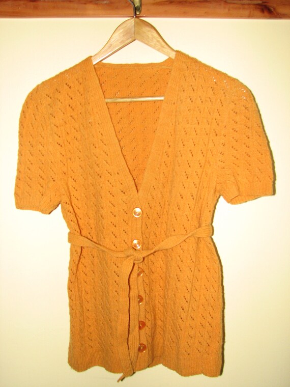 Vintage Handknitted Cardigan - Short sleeve cardi… - image 3