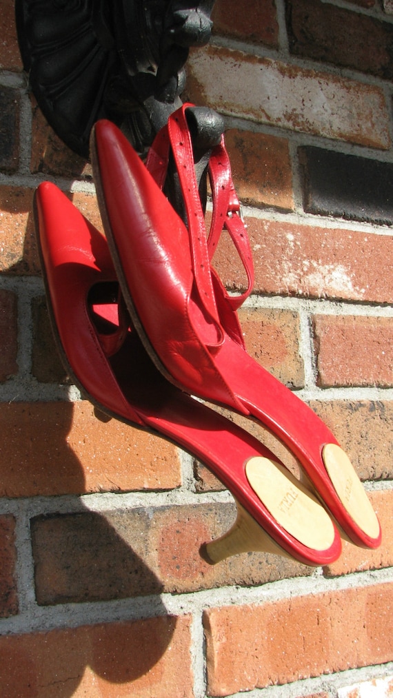 Vintage Furla Shoes - SlingBack - Scarlet Red - P… - image 2