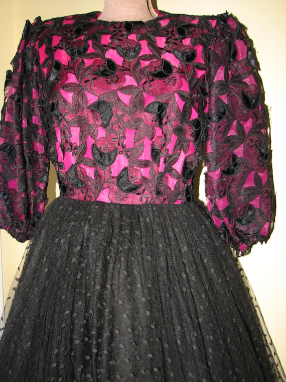 Fabulous 1980s Evening Dress - Lace and Petticoat… - image 1