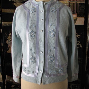 1950s cardigan - Vintage Pin-up Cardigan - Beaded - Fabulous - Free Shipping US