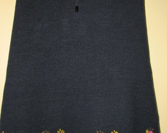 Vintage Knitted Skirt - Anthropology Style Skirt - Embroidered Skirt - Size S Skirt
